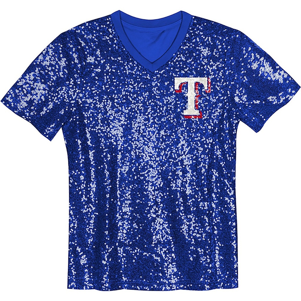 Blue Sequin Girl Texas Rangers Top